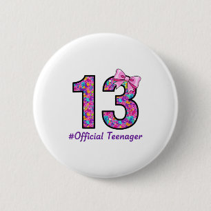 13 Year Old Coquette Bow Official Teenager 13th Bi 6 Cm Round Badge