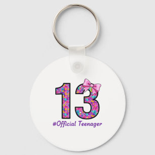 13 Year Old Coquette Bow Official Teenager 13th Bi Key Ring