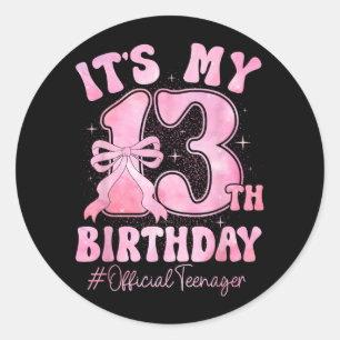 13 Year Old Coquette Bow Teenager 13th Birthday Classic Round Sticker