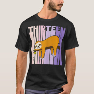 13 Year Old Cute Sloth Birthday Girl 13th Bday T-Shirt