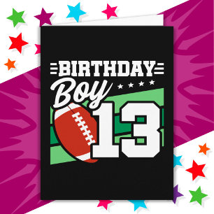 13 Year Old Football Party Theme 13th Birthday Boy Card