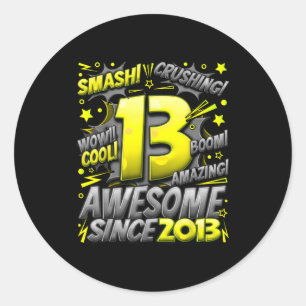 13 Year Old For Boys 13th Birthday Boy 13 Year Old Classic Round Sticker