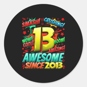 13 Year Old For Boys 13th Birthday Boy 13 Year Old Classic Round Sticker