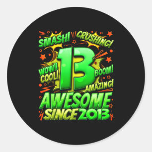 13 Year Old For Boys 13th Birthday Boy 13 Year Old Classic Round Sticker