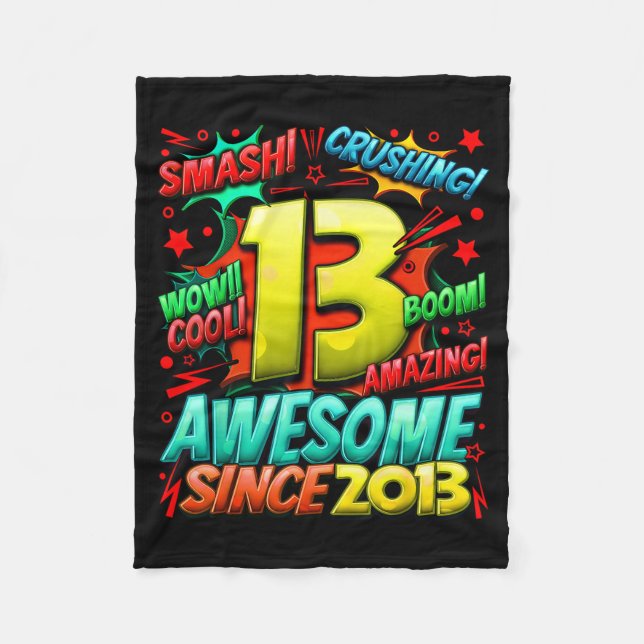 13 Year Old For Boys 13th Birthday Boy 13 Year Old Fleece Blanket (Front)