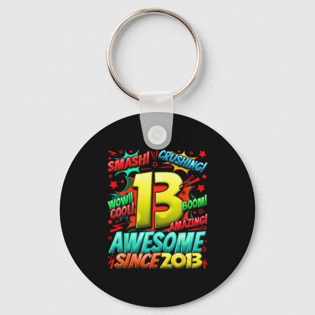 13 Year Old For Boys 13th Birthday Boy 13 Year Old Key Ring (Front)