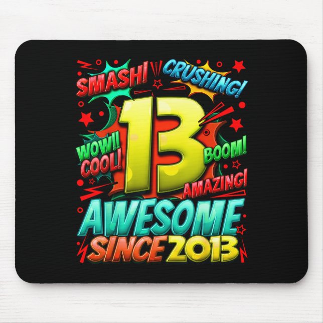 13 Year Old For Boys 13th Birthday Boy 13 Year Old Mouse Mat (Front)