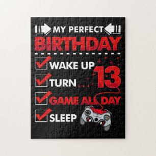 13 Year Old Gamer Boy 13rd Perfect Birthday Gaming Jigsaw Puzzle