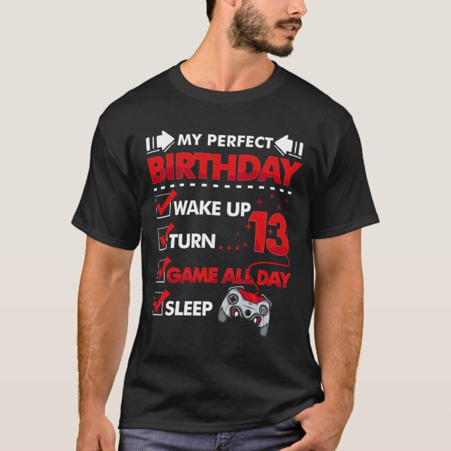 13 Year Old Gamer Boy 13rd Perfect Birthday Gaming T-Shirt (Front)