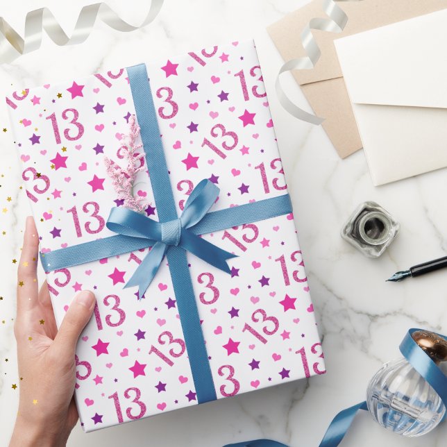 13 Year Old Glitter Birthday Wrapping Paper (13th Birthday 13 Year old Wrapping Paper)