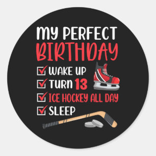 13 Year Old Ice Hockey Birthday Party 13th Boy Bda Classic Round Sticker