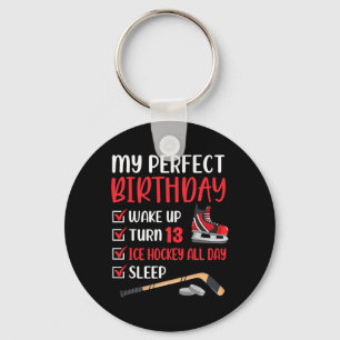 13 Year Old Ice Hockey Birthday Party 13th Boy Bda Key Ring