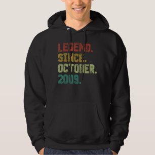 13 Year Old Legend Since October 2009 13th Birthd Hoodie