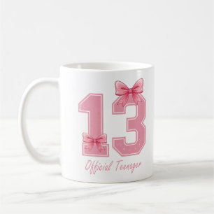 13 Year Old Pink Coquette Bow Official Teenager 13 Coffee Mug