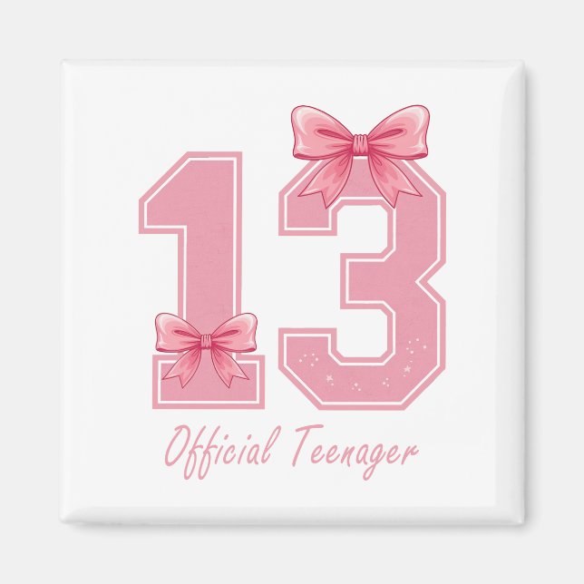 13 Year Old Pink Coquette Bow Official Teenager 13 Magnet (Front)