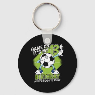 13 Year Old Soccer Player Boy 13th Birthday Soccer Key Ring