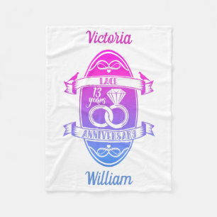 13 Year traditional Lace 13th wedding anniversary Fleece Blanket