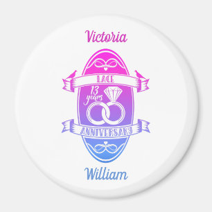 13 Year traditional Lace 13th wedding anniversary Magnet