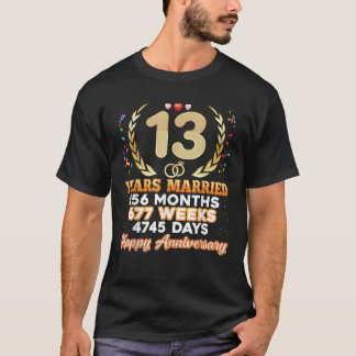 13 Years Married Happy 13th Wedding Anniversary Co T-Shirt