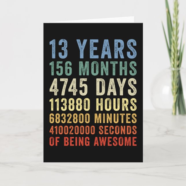 13 Years Of Being Awesome Cool Birthday Card (Front)