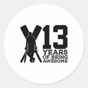 13 Years Of Being Awesome Cricket 13th Birthday Classic Round Sticker