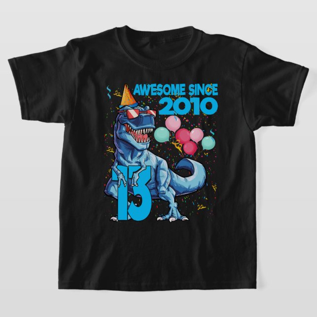 13 Years Old 13rd Birthday Dinosaur Boy Party 2010 T-Shirt (Laydown)