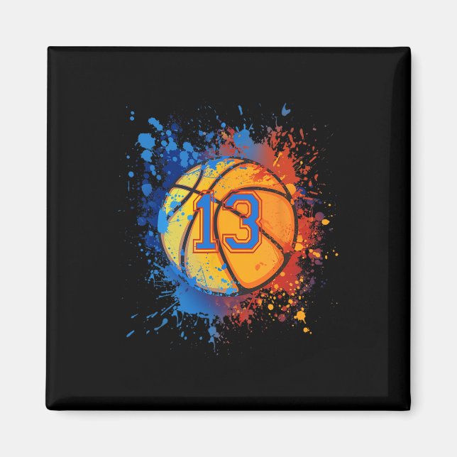 13 Years Old 13th Birthday Basketball Gift For Boy Magnet (Front)