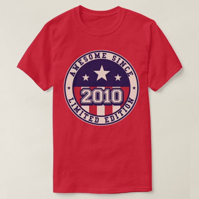 13 Years Old Awesome Since 2010 13th Birthday T-Shirt (Design Front)