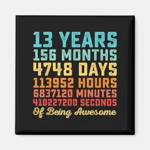 13 Years Old Birthday Quote Funny 13th B-Day Math Magnet
