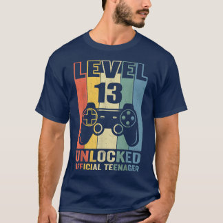 13 Years Old Boys 13th Birthday Level 13 Unlocked  T-Shirt
