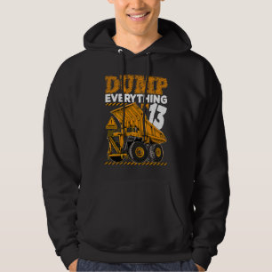 13 Years Old Construction Vehicle 13th Birthday Te Hoodie