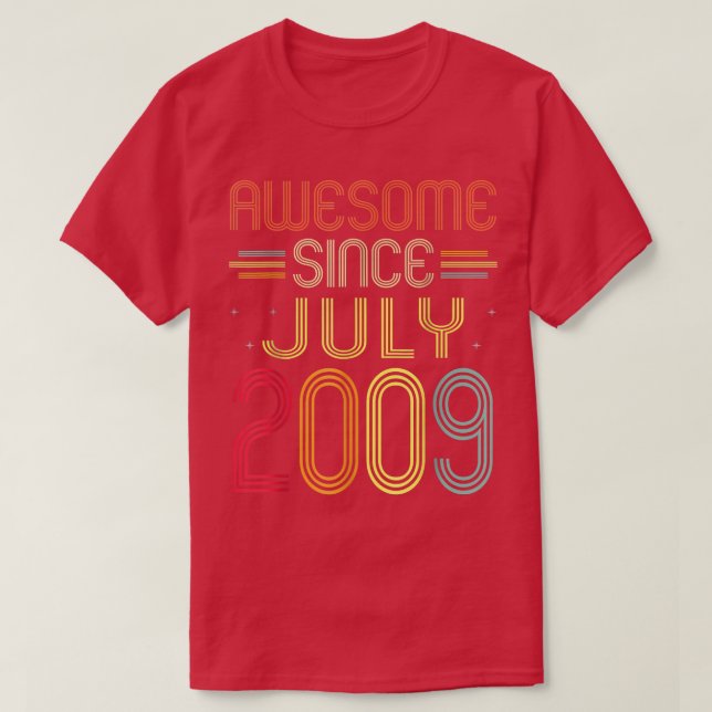 13 Years Old Funny Awesome Since July 2009 13th Bi T-Shirt (Design Front)