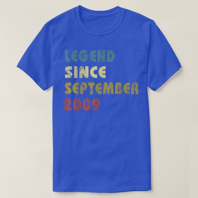 13 Years Old Gifts Legend Since September 2009 13t T-Shirt (Design Front)