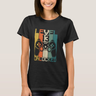 13 Years Old Level 13 Unlocked 13th Birthday Boys  T-Shirt