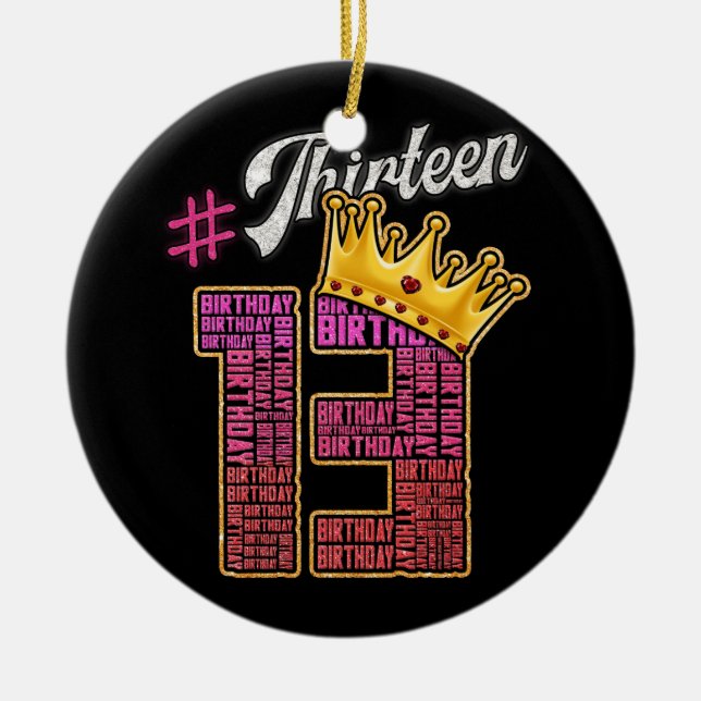 13 Years Old Official Teenager 13th Birthday Ceramic Tree Decoration (Front)
