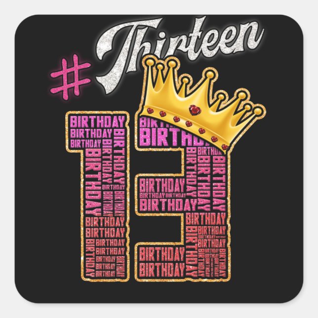 13 Years Old Official Teenager 13th Birthday Square Sticker (Front)