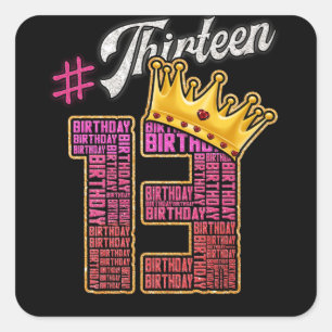 13 Years Old Official Teenager 13th Birthday Square Sticker