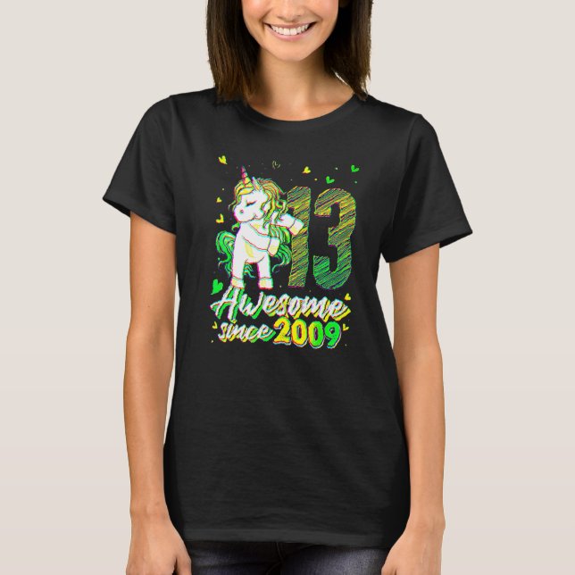 13 Years Old Unicorn Flossing 13th Birthday Unicor T-Shirt (Front)