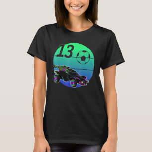 13rd Birthday Retro Style Rocket Rc Soccer Car Lea T-Shirt
