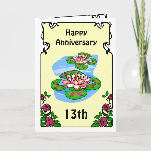 13th anniversary card -water lilies (Front)