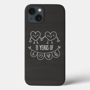 13th Anniversary Gift Chalk Hearts iPhone 13 Case