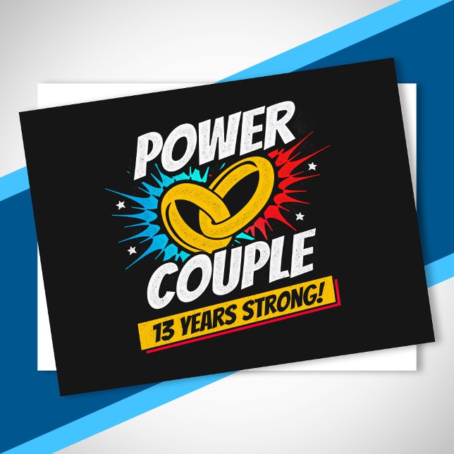 13th Anniversary Married Couples 13 Years Strong Postcard (Creator Uploaded)