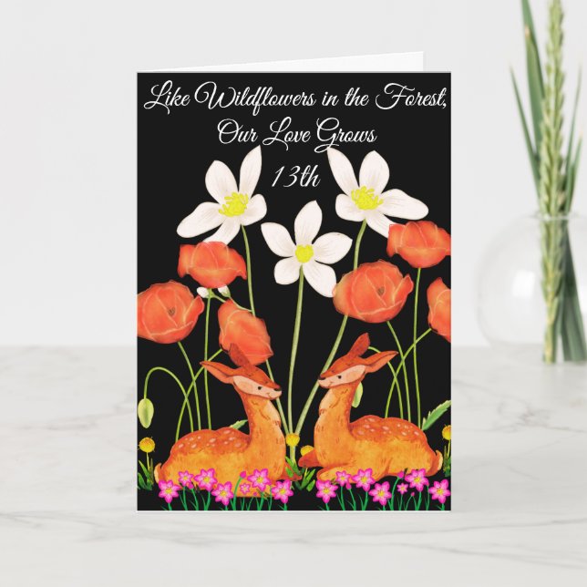 13th Anniversary Wildflower Forest Love Husband Card (Front)