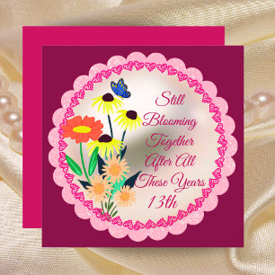 13th Anniversary Wildflower Love Card for Couple