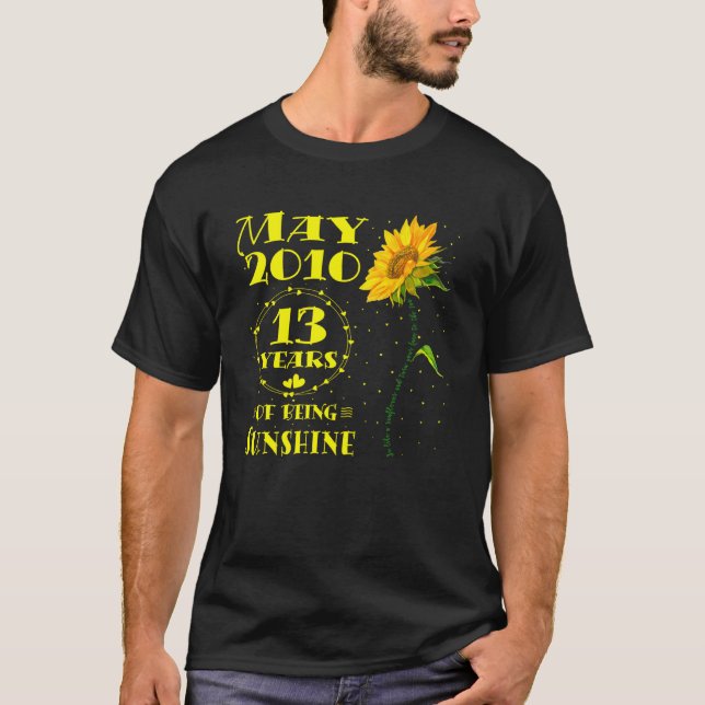 13th Birthday 13 Year Old Sunflower  Girl Born May T-Shirt (Front)