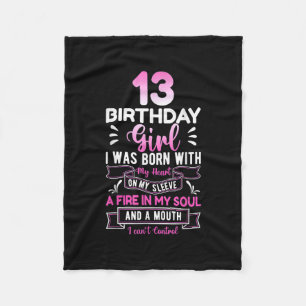 13th Birthday 13 Years Girls Funny Teenager Birthd Fleece Blanket
