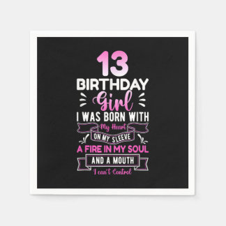 13th Birthday 13 Years Girls Funny Teenager Birthd Napkin