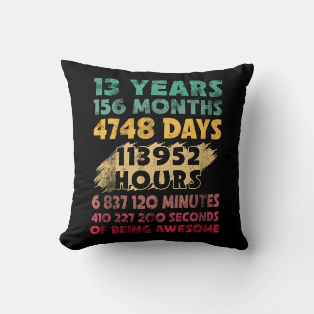 13th Birthday 13 Years Of Being Awesome Cushion (Front)