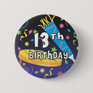 13th Birthday 6 Cm Round Badge