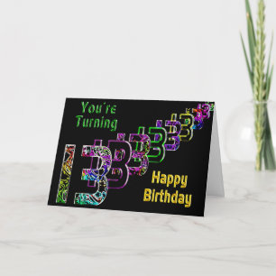 13th Birthday -Abstract and Colour Numbers on Blac Card